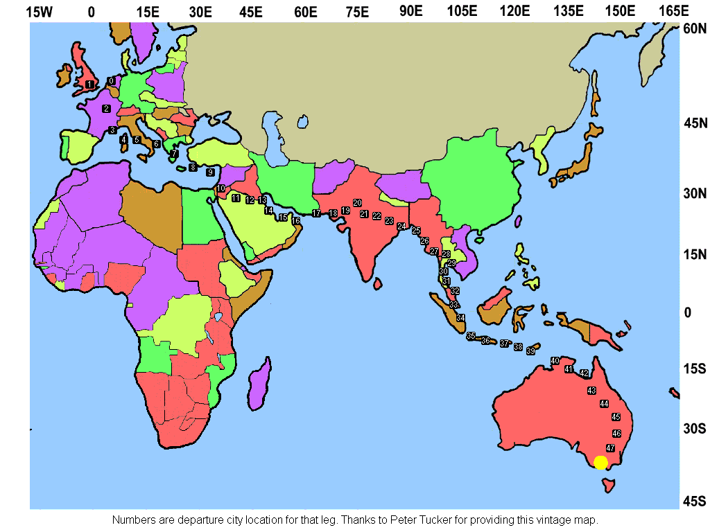 Route Map - London to Melbourne Race