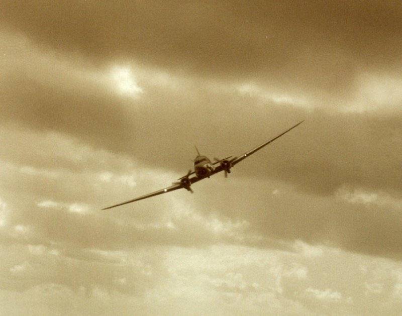 What a beautiful sight—a DC-3 coming in for a landing.